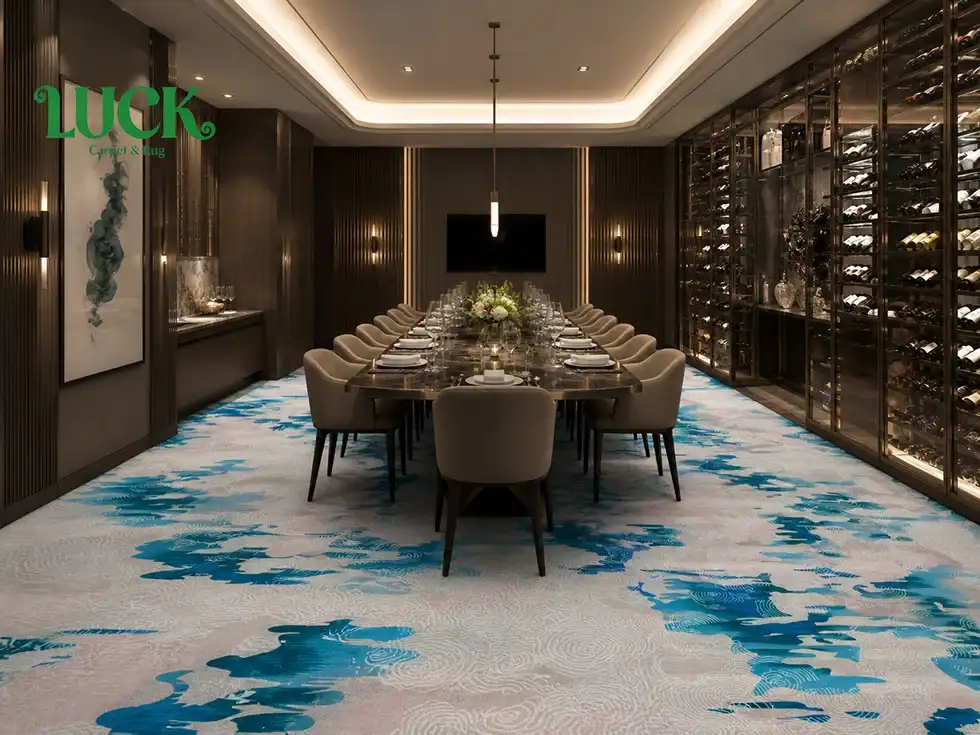 Polyester Printed Wall To Wall Carpet For Restaurants